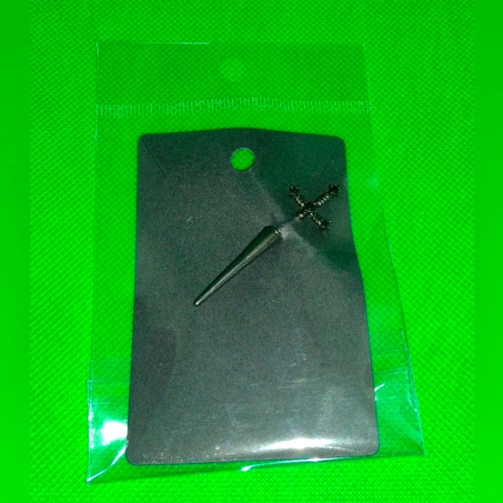 2/$10 Men's Gothic Punk Black Dagger/Sword with Cubic Zirconia